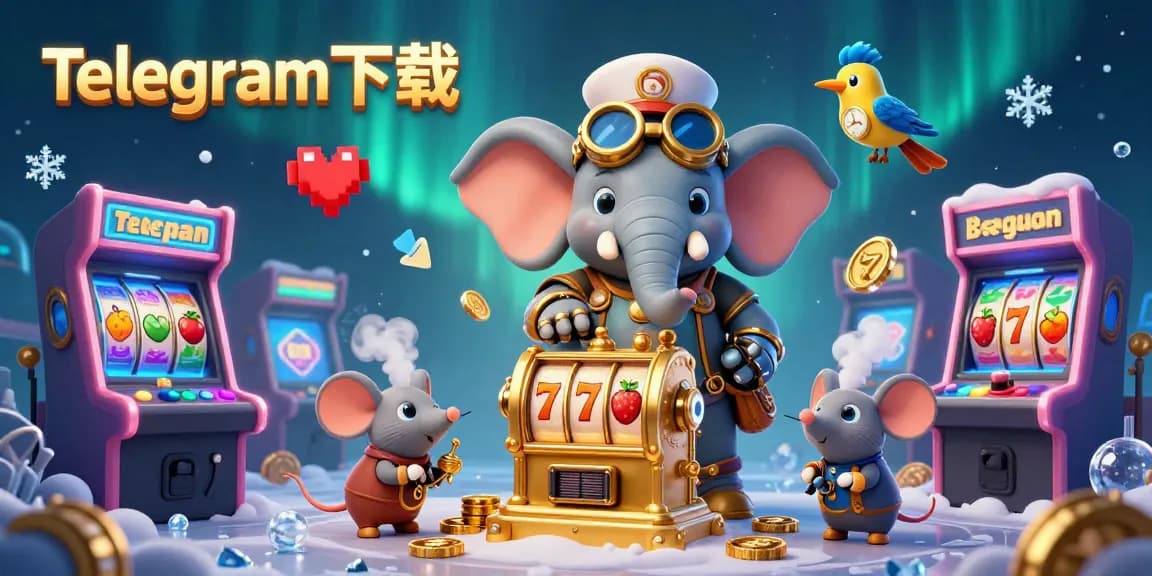 在这个生动的赌场主题3D插图中，通过Telegram下载赢取丰厚奖励，色彩缤纷的老虎机等您来玩。