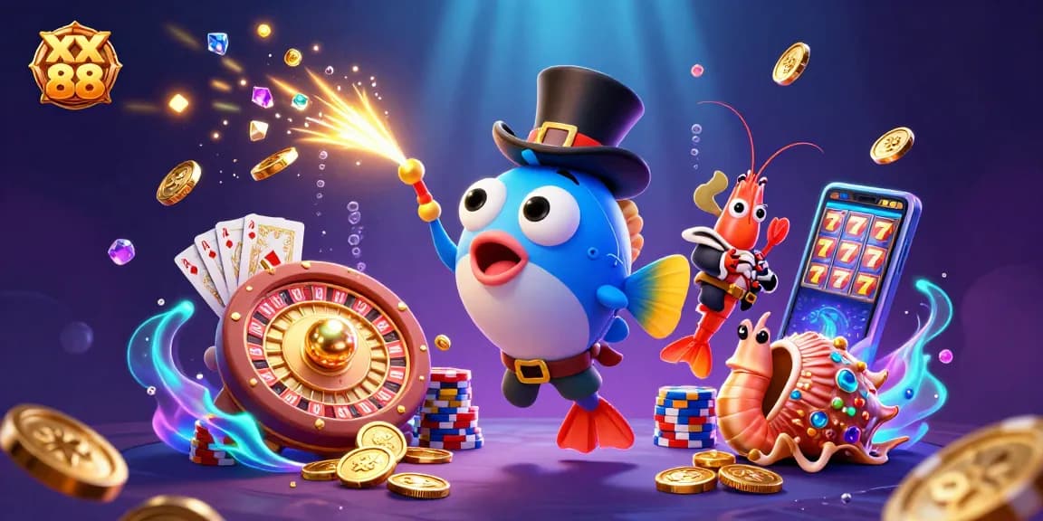 Experience exciting xx 88 gaming thrills with vibrant underwater casino characters and elements.