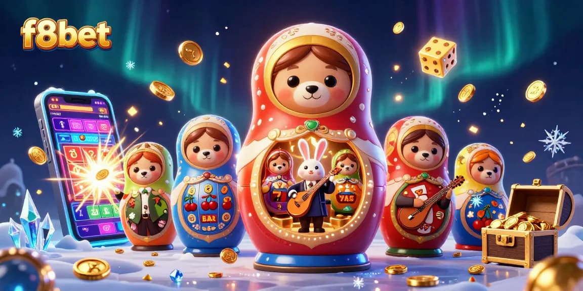 Experience the vibrant excitement of f8bet with cheerful 3D characters and dynamic casino elements.