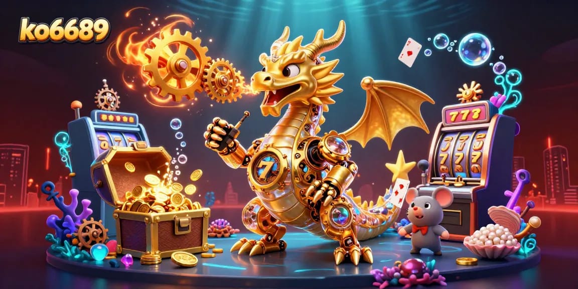Spin the reels with ko6689 in a vibrant underwater casino featuring gold coins and treasures.