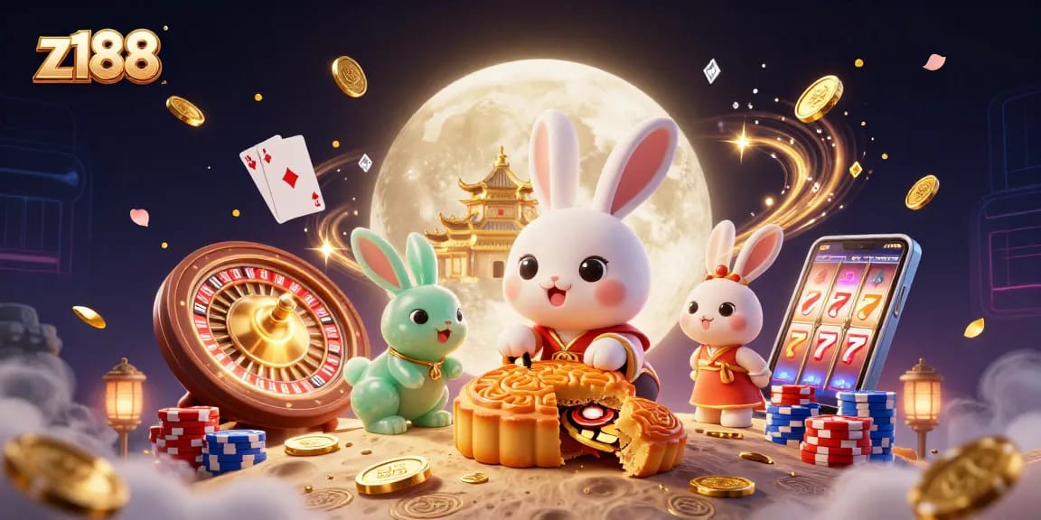 Experience thrilling gameplay at z188 with a vibrant 3D scene filled with poker elements and treasures.