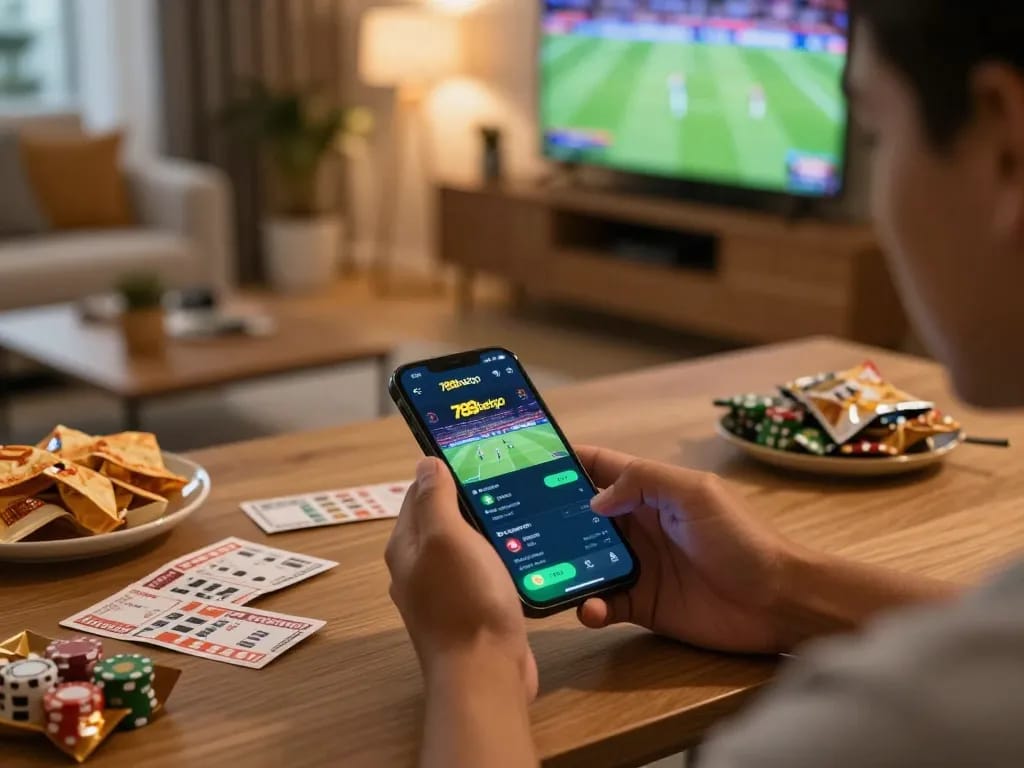 Engaging in mobile sports betting on 789betgo app, showcasing dynamic user experience.