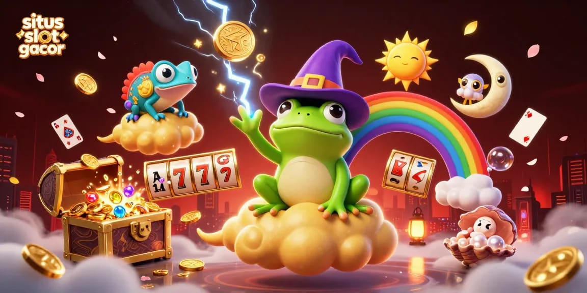 Engage with situs slot gacor, a vibrant illustration showcasing colorful casino elements and winning opportunities.