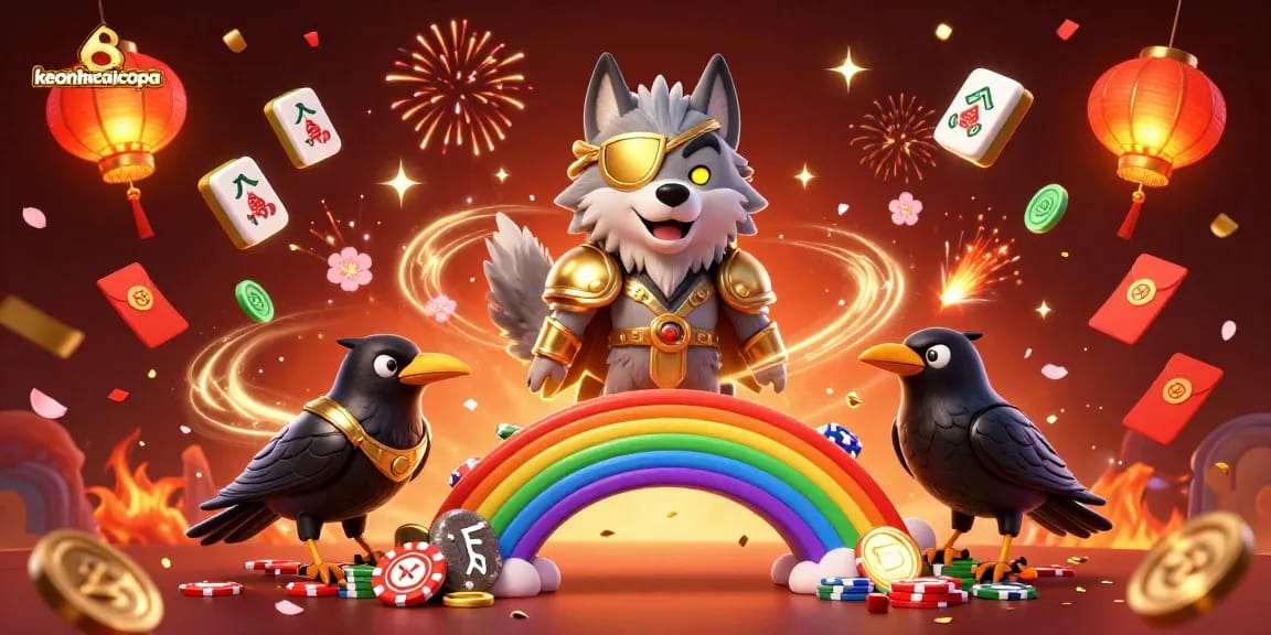 Engage in thrilling gameplay with keonhacaicopa's vibrant casino theme, featuring mythical characters and festive elements.