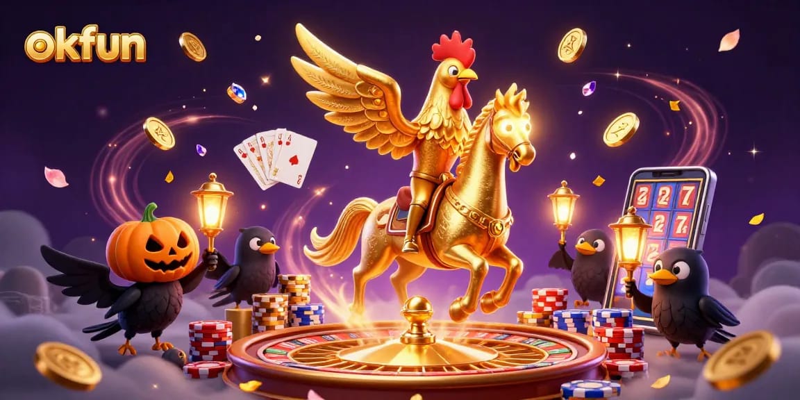 Explore the exciting casino world of okfun with dynamic games, glowing elements, and mesmerizing visuals.