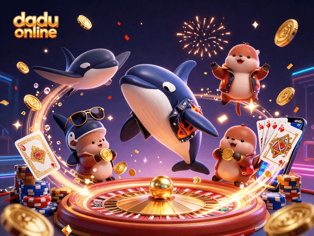 Experience excitement in dadu online with animated creatures and vibrant casino elements.