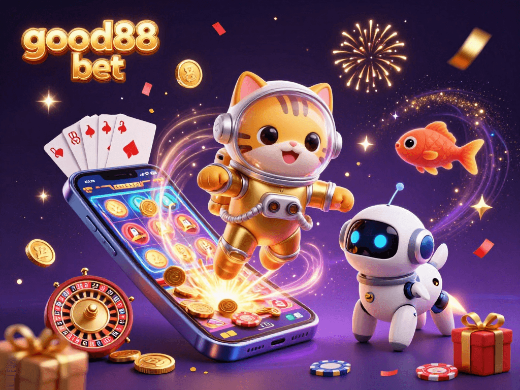 Engage with good88 bet as you explore the exciting universe of online gambling in an immersive 3D scene.