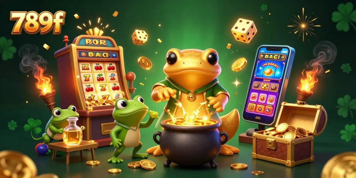 Experience winning moments at 789f with an enchanting casino-themed 3D illustration featuring vibrant slot machines.