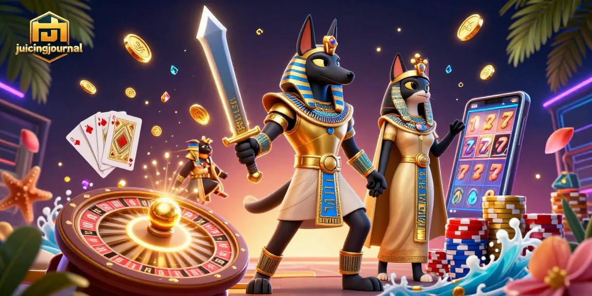 Experience exhilarating wins with juicingjournal's vibrant gaming blend featuring iconic characters and casino elements.