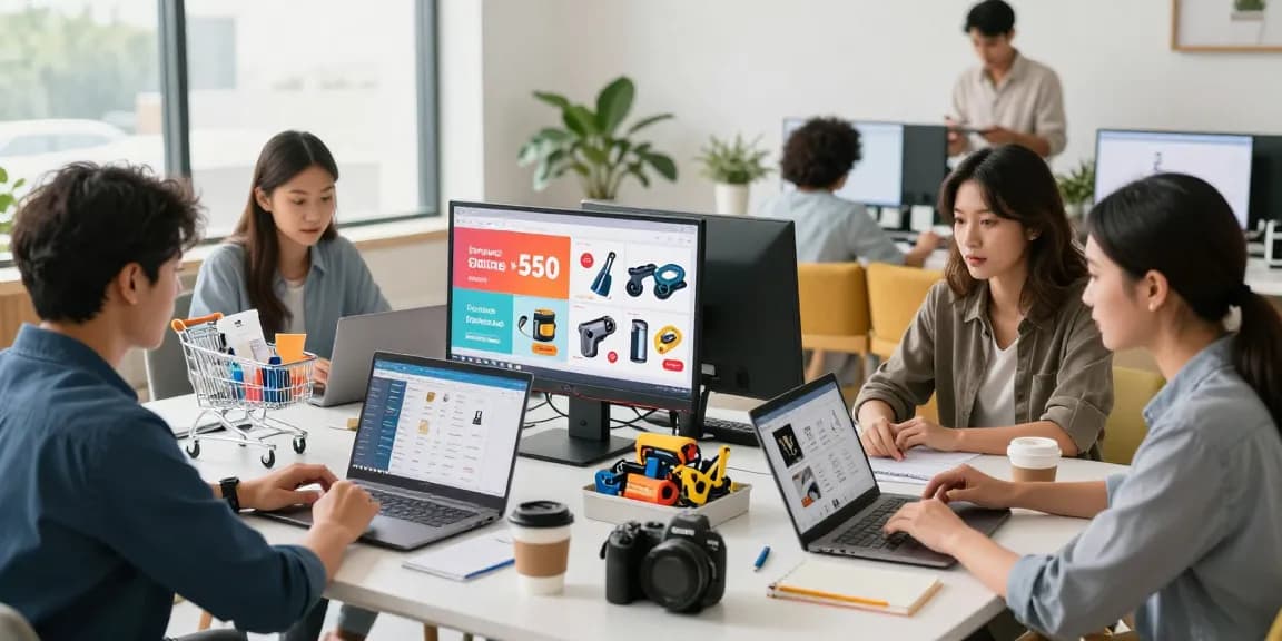 rokok88 online shopping professionals collaborating on industrial tools