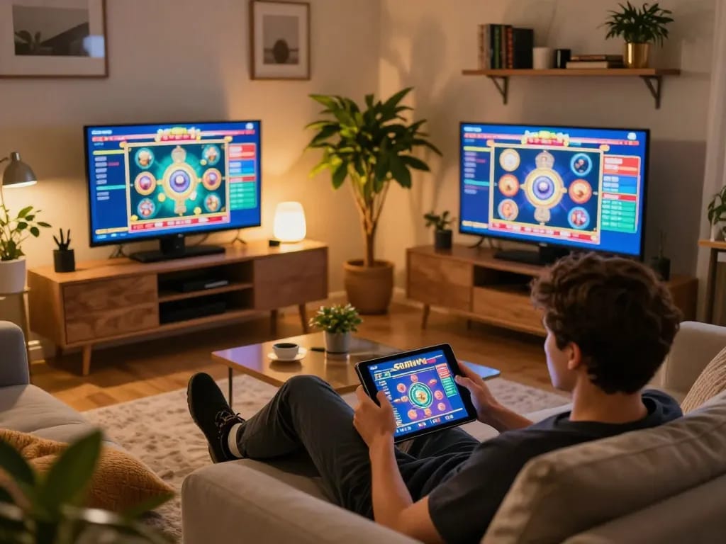 Engaged player enjoys immersive sunwin online casino experience on tablet