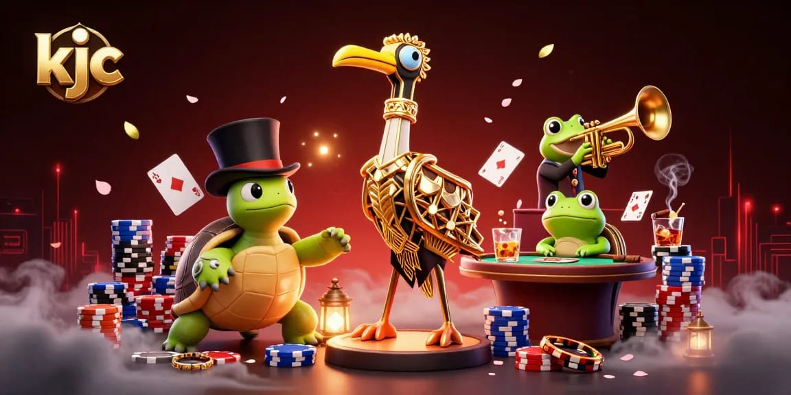 Engage with the thrilling atmosphere of KJC as characters interact around dynamic poker games.