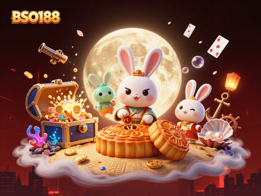 Experience BSO188 action with the moon rabbit and treasure in this vibrant casino scene.