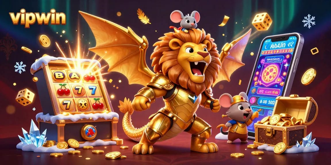 Engage in thrilling jackpot wins with vipwin's stunning casino illustration featuring dynamic game elements.