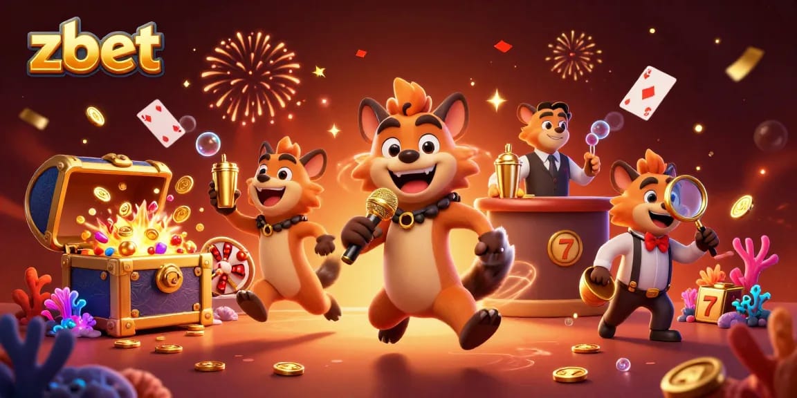 Experience the thrilling ZBET casino with vibrant hyena characters showcasing comedy and fun.