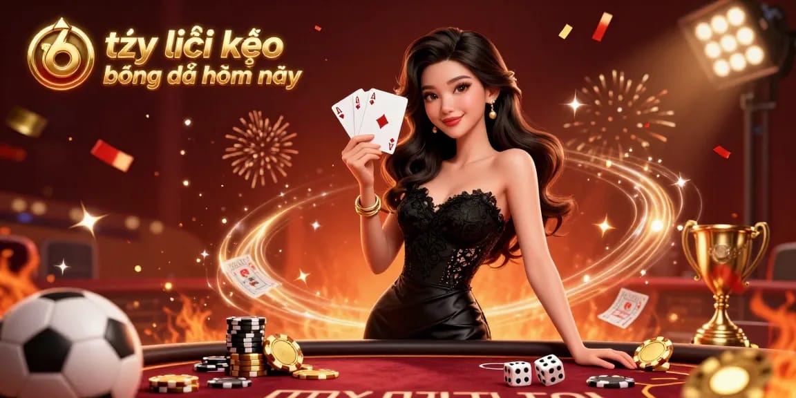 Experience the thrill of tỷ lệ kèo bóng đá hôm nay with a stunning sports betting illustration featuring an elegant woman holding cards.
