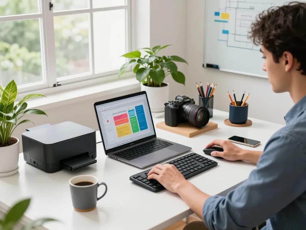 Tech gadgets for productivity enhancing a modern workspace with innovative tools.