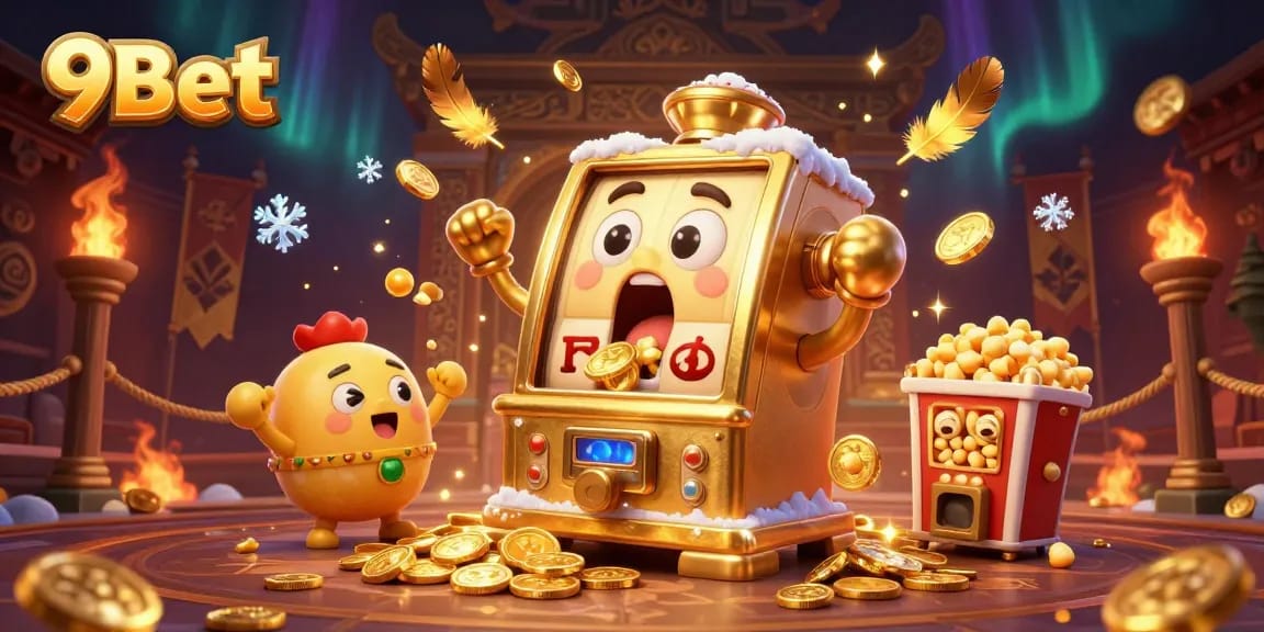 Experience the thrilling jackpot excitement of 9Bet with winning slot machines and vibrant casino elements.