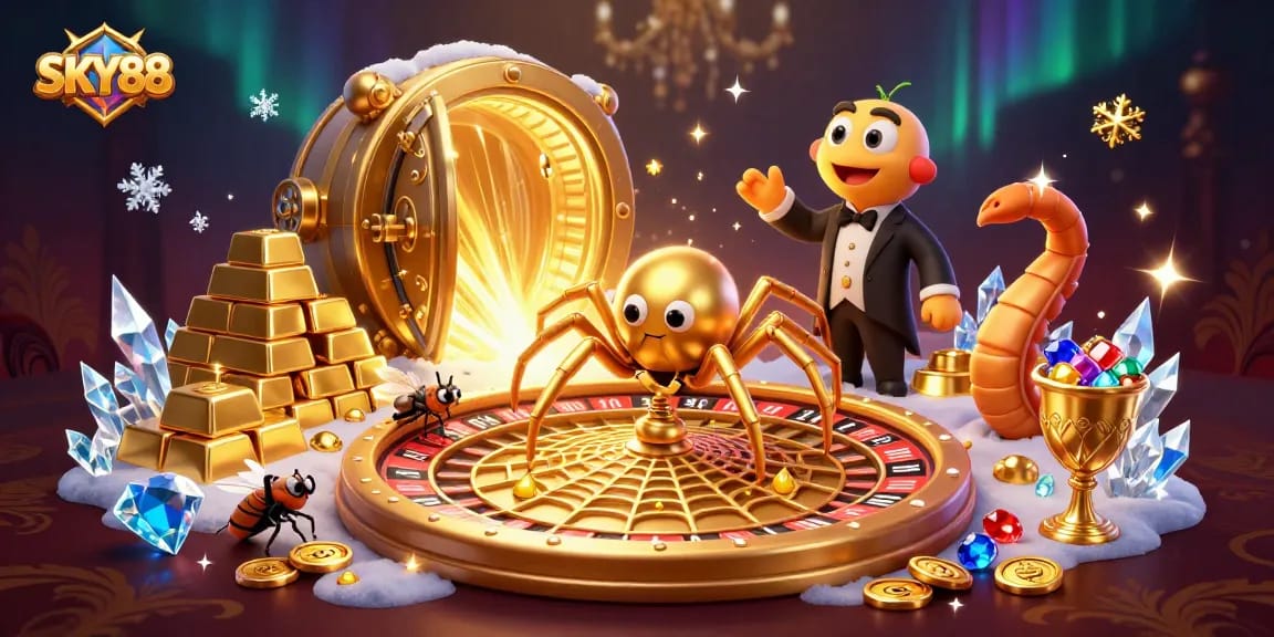 Experience thrill with SKY88 at the roulette wheel as golden treasures and dynamic gameplay unfold.
