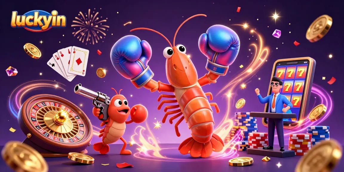 Experience winning at luckywin with animated characters in a vibrant casino scene.