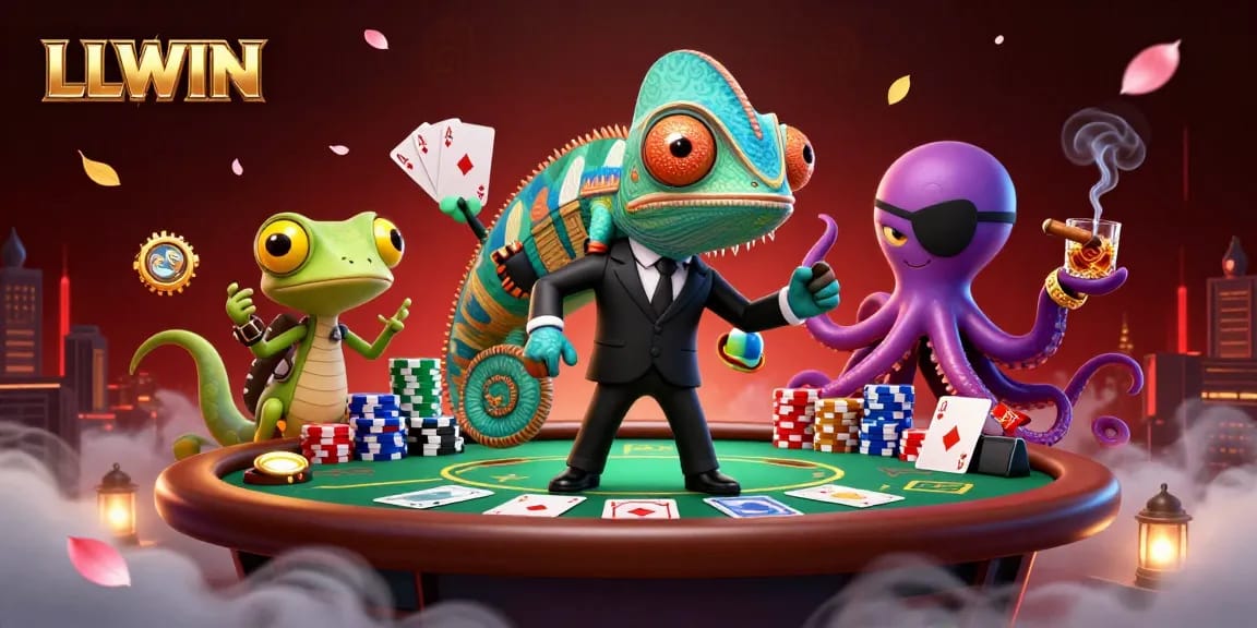 Experience thrilling poker action with LLWIN's captivating casino scene featuring dynamic characters and rich details.