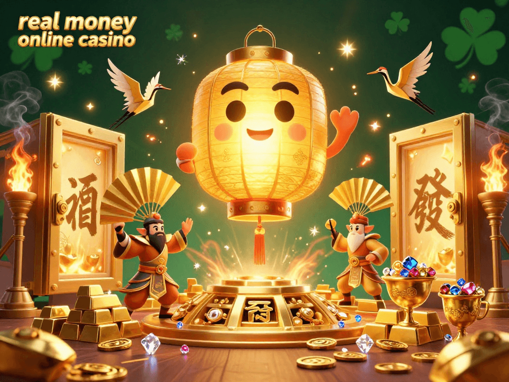 Engage in the real money online casino experience with a rich tapestry of golden elements and 3D characters.