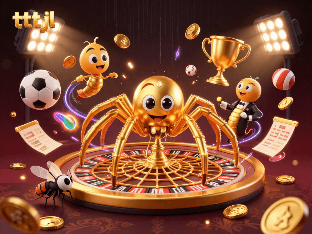 tttjl brings thrilling casino excitement with a golden spider roulette wheel illustration.