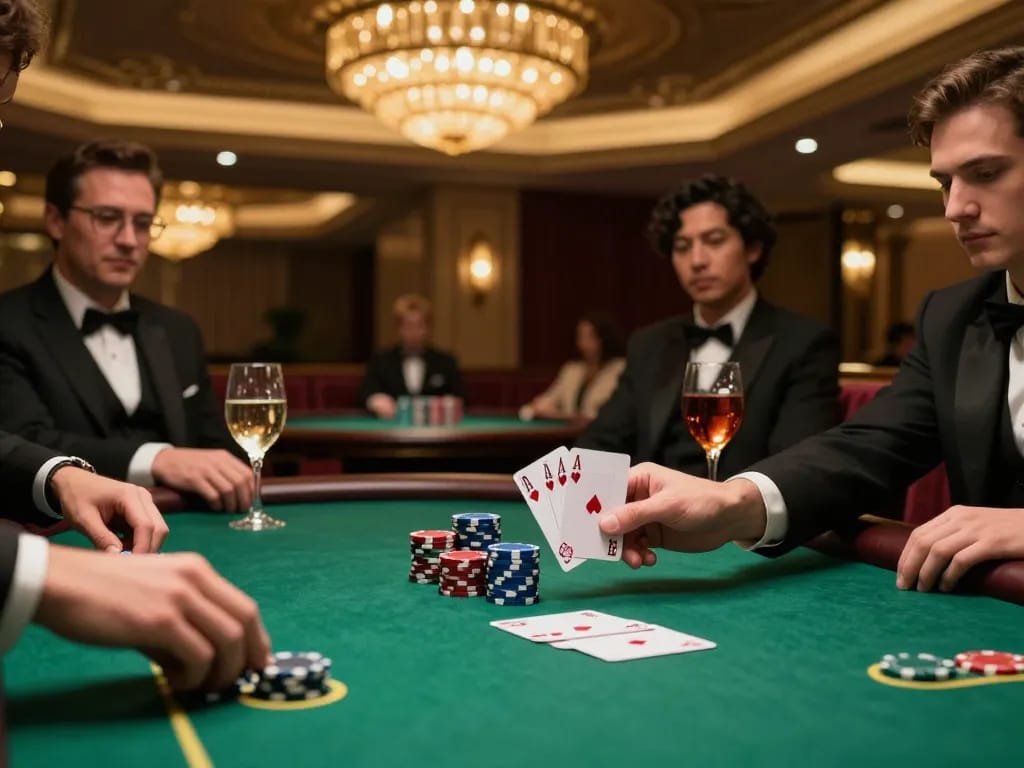 Players enjoying a thrilling game at bet88com's exclusive VIP poker table, showcasing strategic gameplay and luxurious atmosphere.