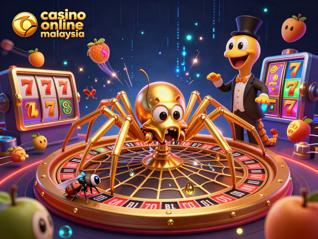 Bet on casino online malaysia with an animated spider and centipede, featuring vibrant symbols.