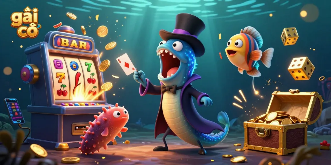 Engaging scene of gái gọi players enjoying thrilling casino games with vibrant slot machines and magical characters