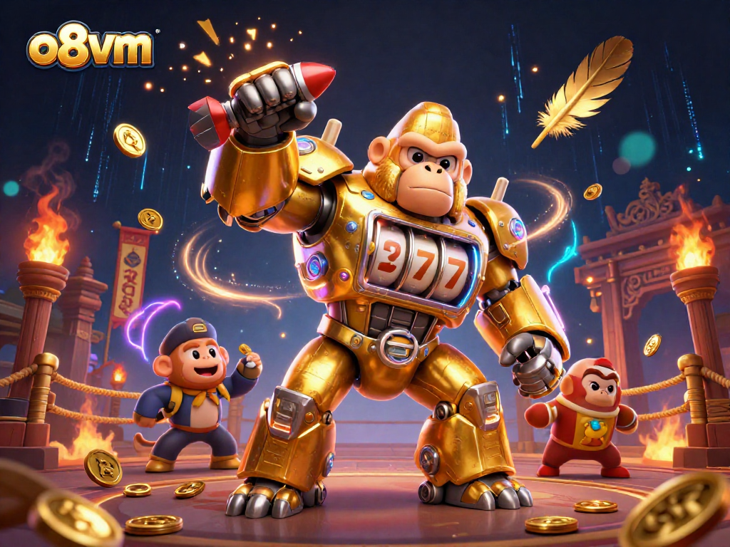 Engage with thrilling action at o8vm as golden gorilla mech unleashes a jackpot.