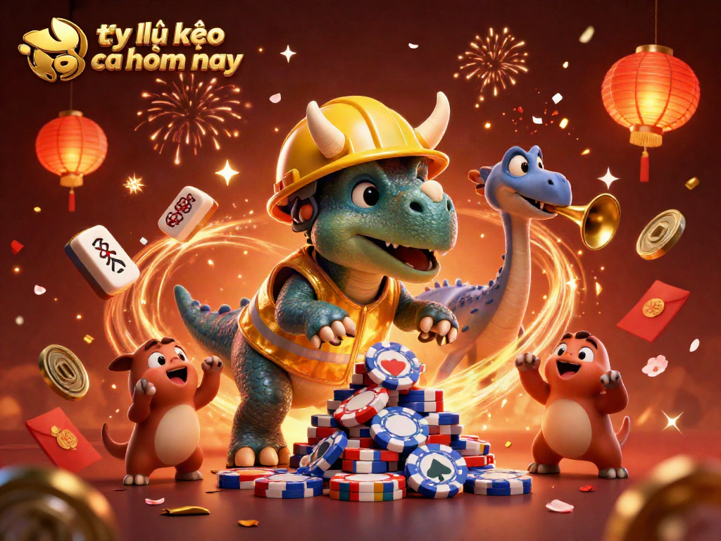 Experience excitement with tỷ lệ kèo nhà cái hôm nay as vibrant characters build poker chip pyramids in a lively casino setting.