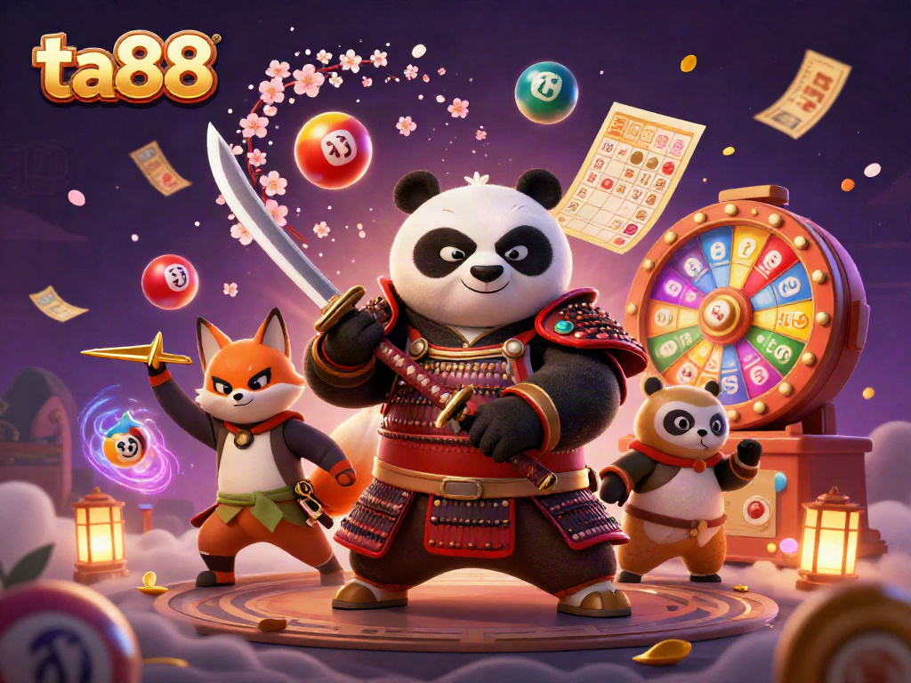 Experience thrilling wins with ta88's dynamic gaming scene featuring vibrant characters and casino elements.