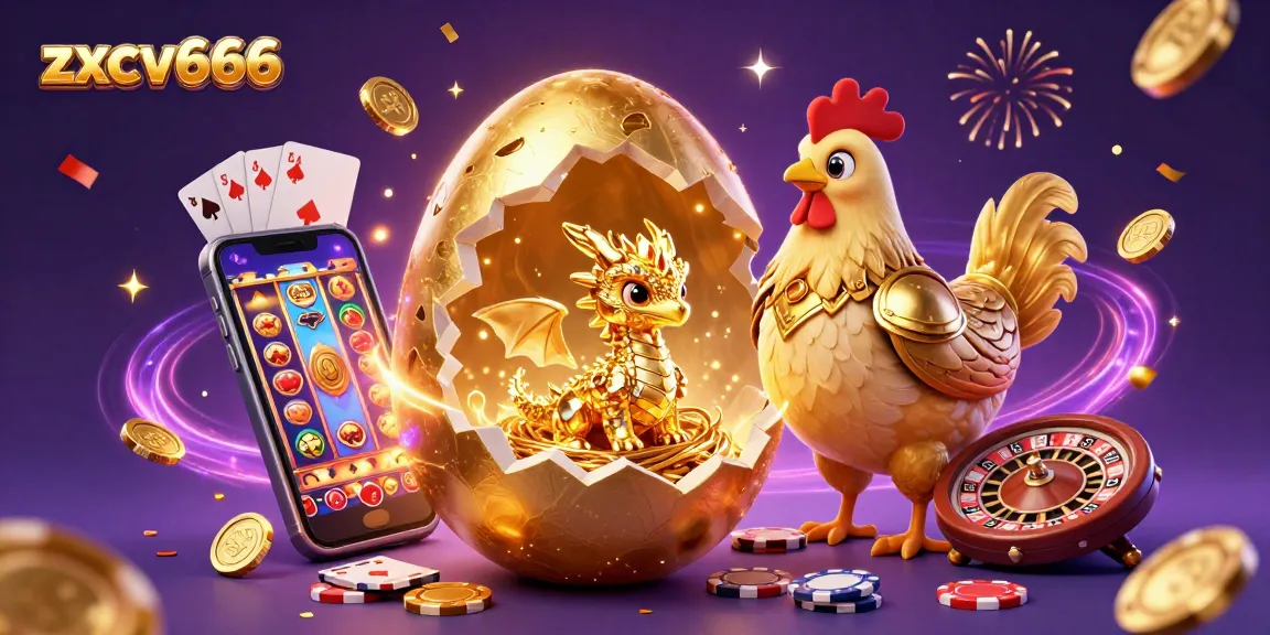 Experience the excitement of zxcv666 with a golden dragon amidst colorful casino elements and vibrant celebrations.