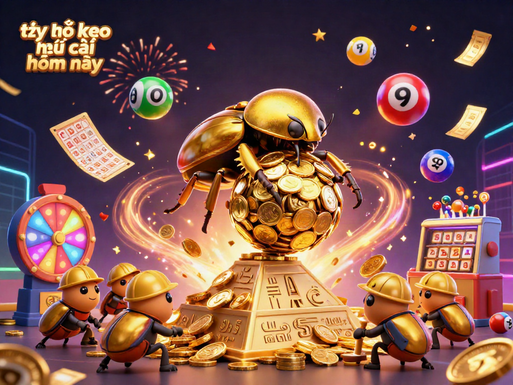 Engage with tỷ lệ kèo nhà cái hôm nay through a vibrant lottery and casino-themed illustration.