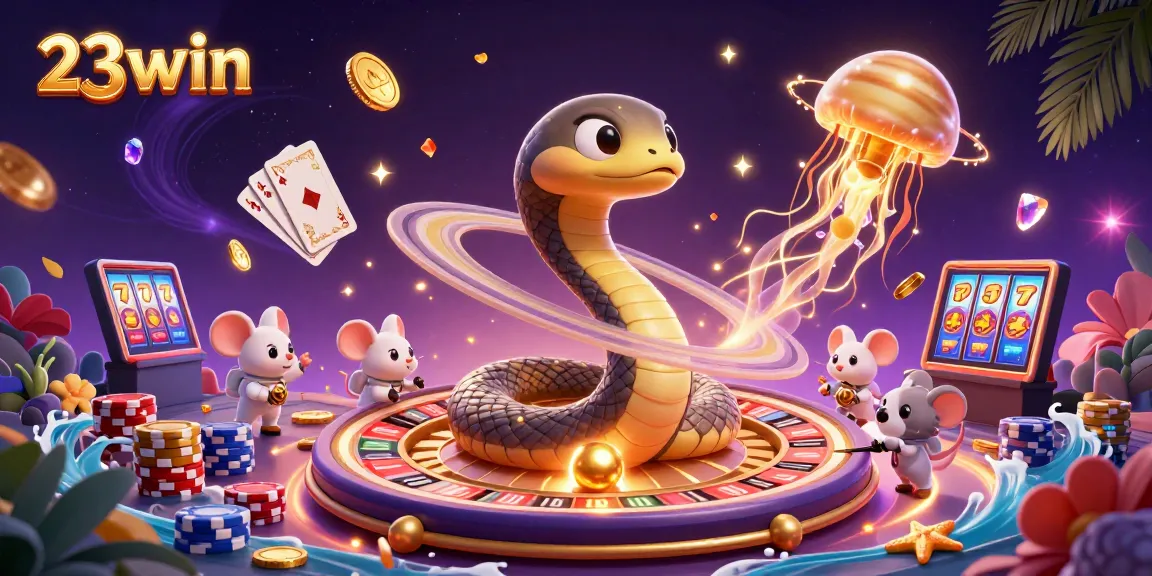 Experience cosmic betting fun with 23win's 3D roulette and playful characters.