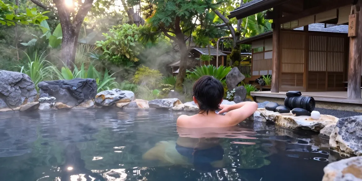 Relaxing in a ROKOK88 link hot spring surrounded by nature.