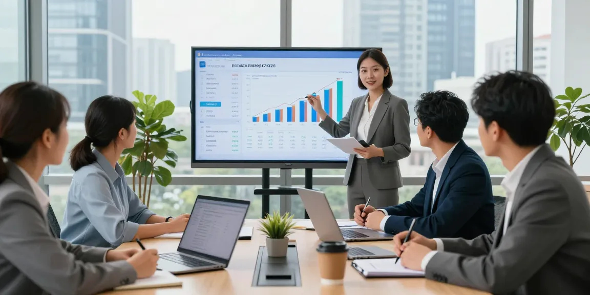 Team discussing business energy prices in a modern office setting, showcasing collaboration on energy data and analysis.
