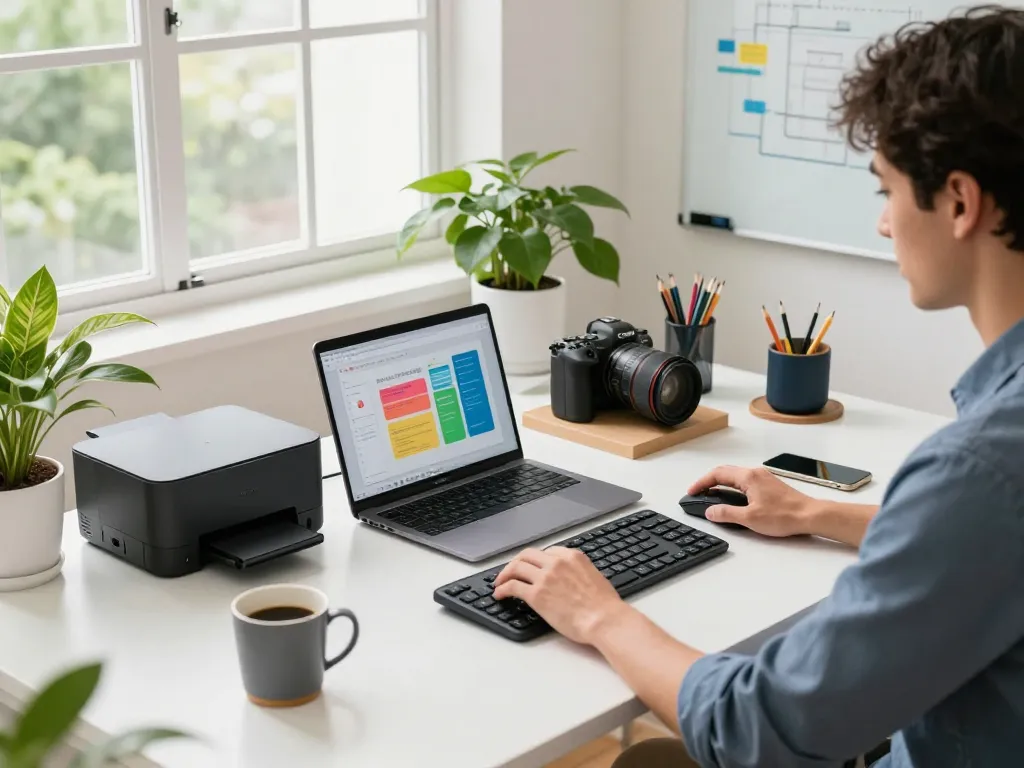 Tech gadgets for productivity enhancing a modern workspace with innovative tools.