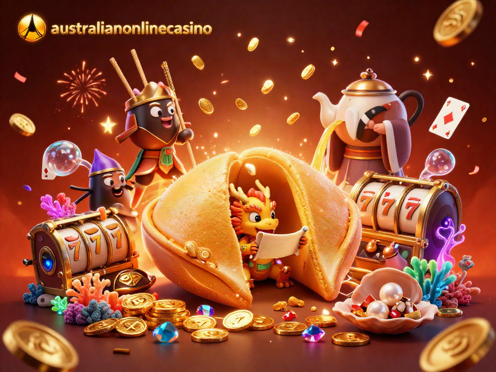 Experience thrilling gameplay at australianonlinecasino with a magical scene featuring iconic gaming symbols.