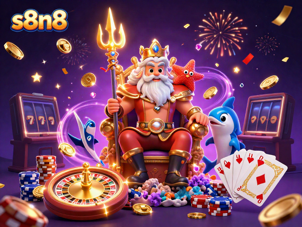 Engage in thrilling casino adventures with s8n8's Neptune and vibrant gambling elements.