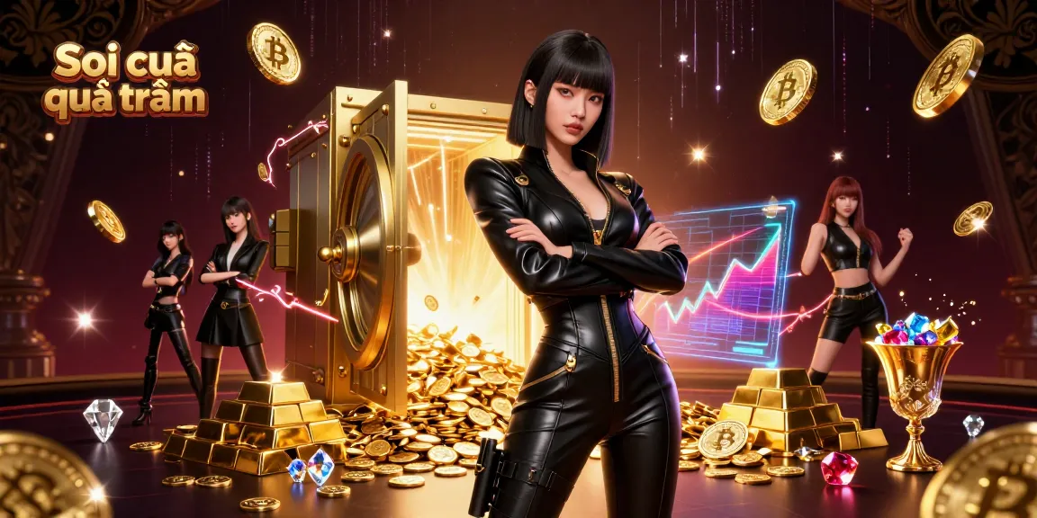 Soi cầu quả trám - A stunning Asian woman in a casino setting analyzing winning strategies with glimmering gold elements.