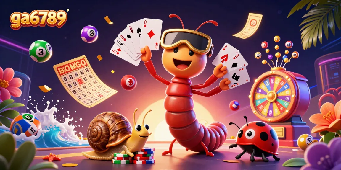Experience the thrill of ga6789 with a lively casino scene featuring a cartoon dealer and high-roller snail.