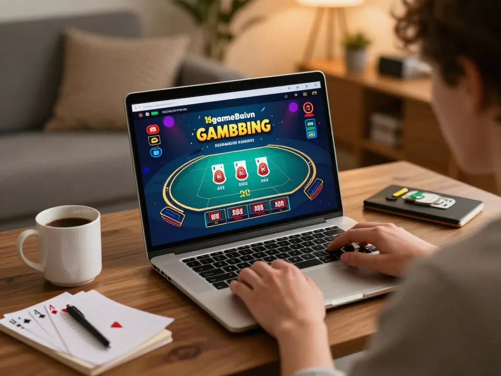 Player enjoying live dealer gaming on 68gamebaivn in a cozy home setting.