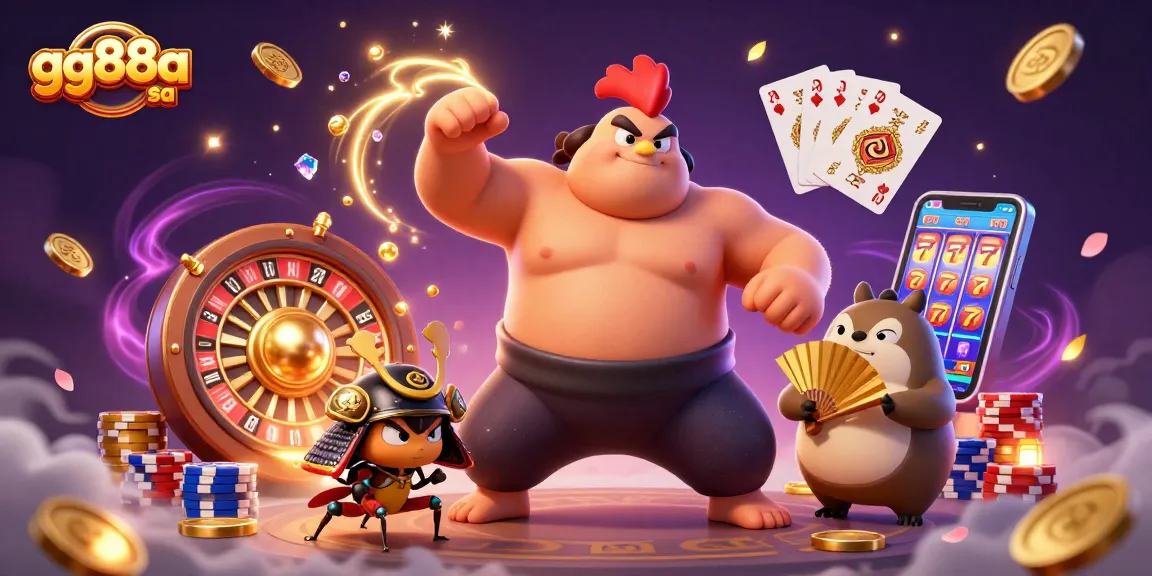 Engaging gameplay at gg88a sa featuring a powerful sumo wrestler and dynamic casino elements