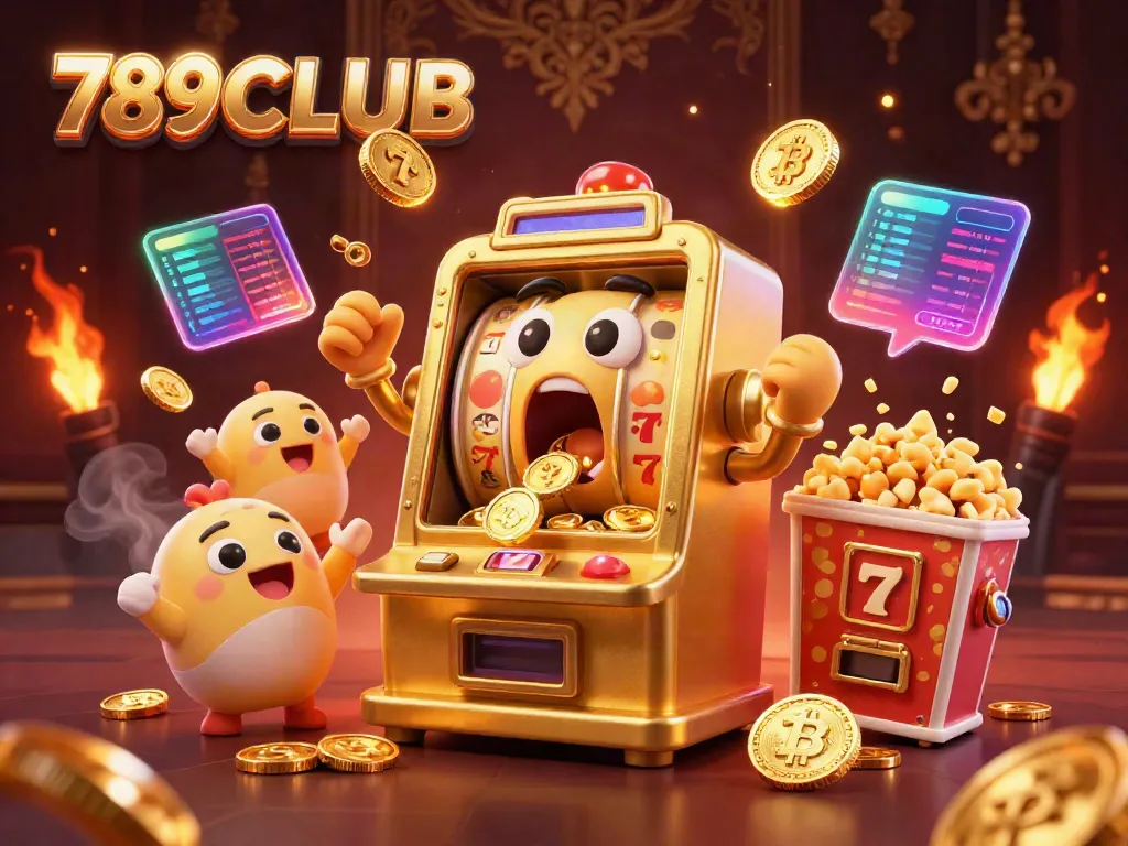 Experience the thrilling jackpot excitement at 789CLUB with vibrant 3D illustrations of winning slot machines.