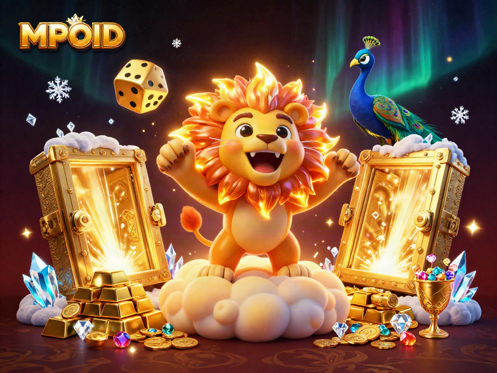Engage in top-tier MPOID gaming with vibrant golden visuals and dynamic casino elements.