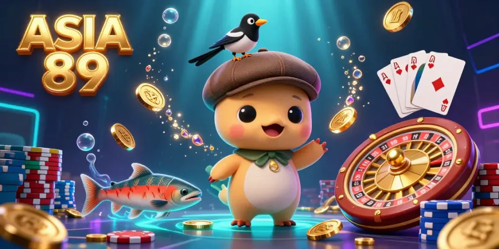 Experience thrilling gameplay at ASIA 89 with enchanting characters and vibrant casino elements.