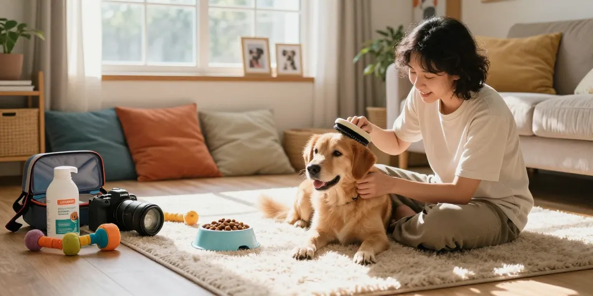 rokok88 login tips for pet care with owner grooming dog in a sunny living room