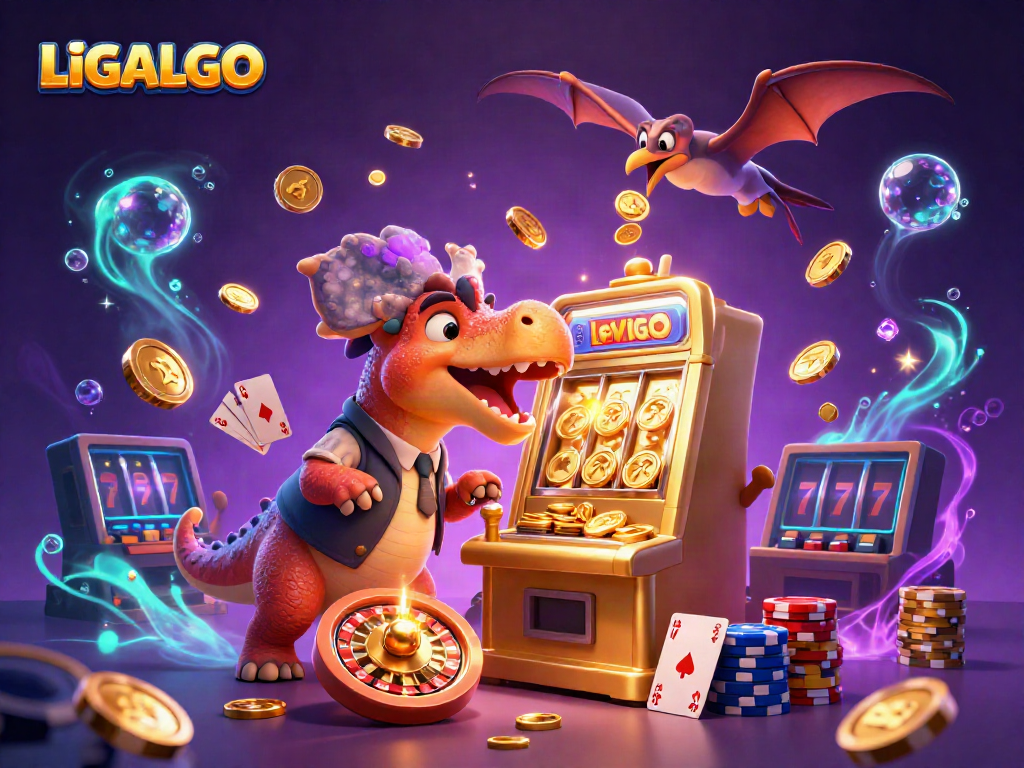 LIGALGO brings exciting gameplay to life with a pachycephalosaurus winning jackpots and a casino manager in action.